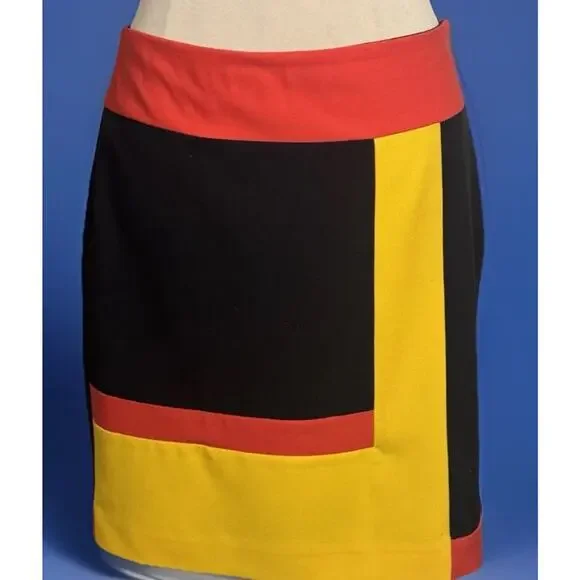 Retro Mod Colorblock Mini Skirt | Y2k Office | Secretary Chic | 60s Vibe Preppy - Picture 8 of 9